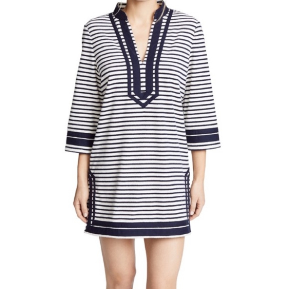Tory Burch Women's Gray Striped Terry Tunic XS
